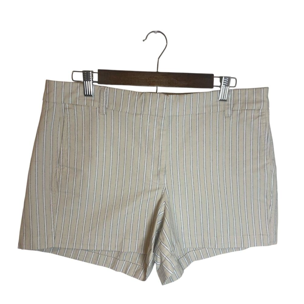 NWT J. Crew Shorts Women's Size 12 Beige Striped Chino Preppy Summer Minimalist